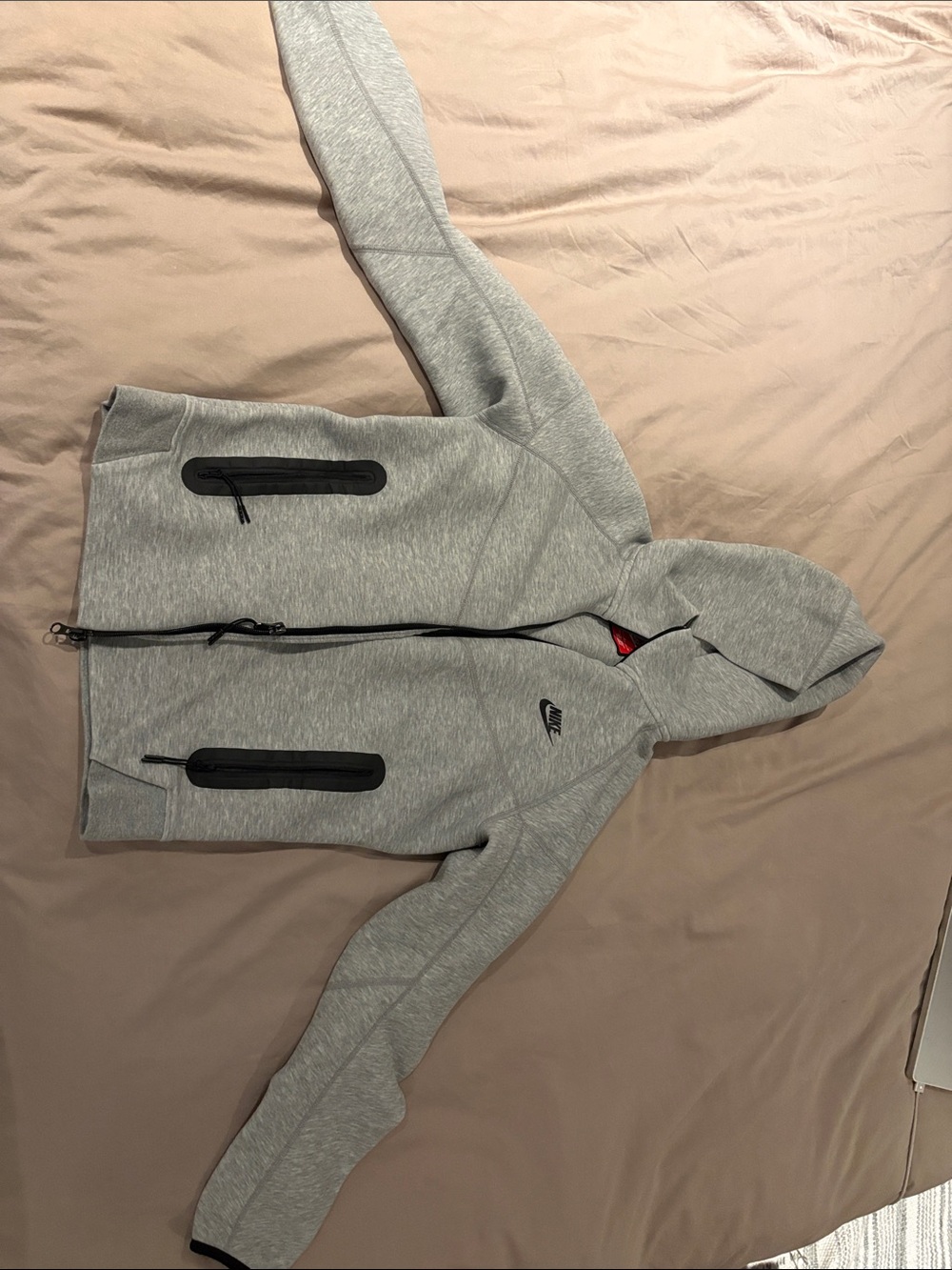Nike Light Gray Full-Zip Hooded Tech Jacket